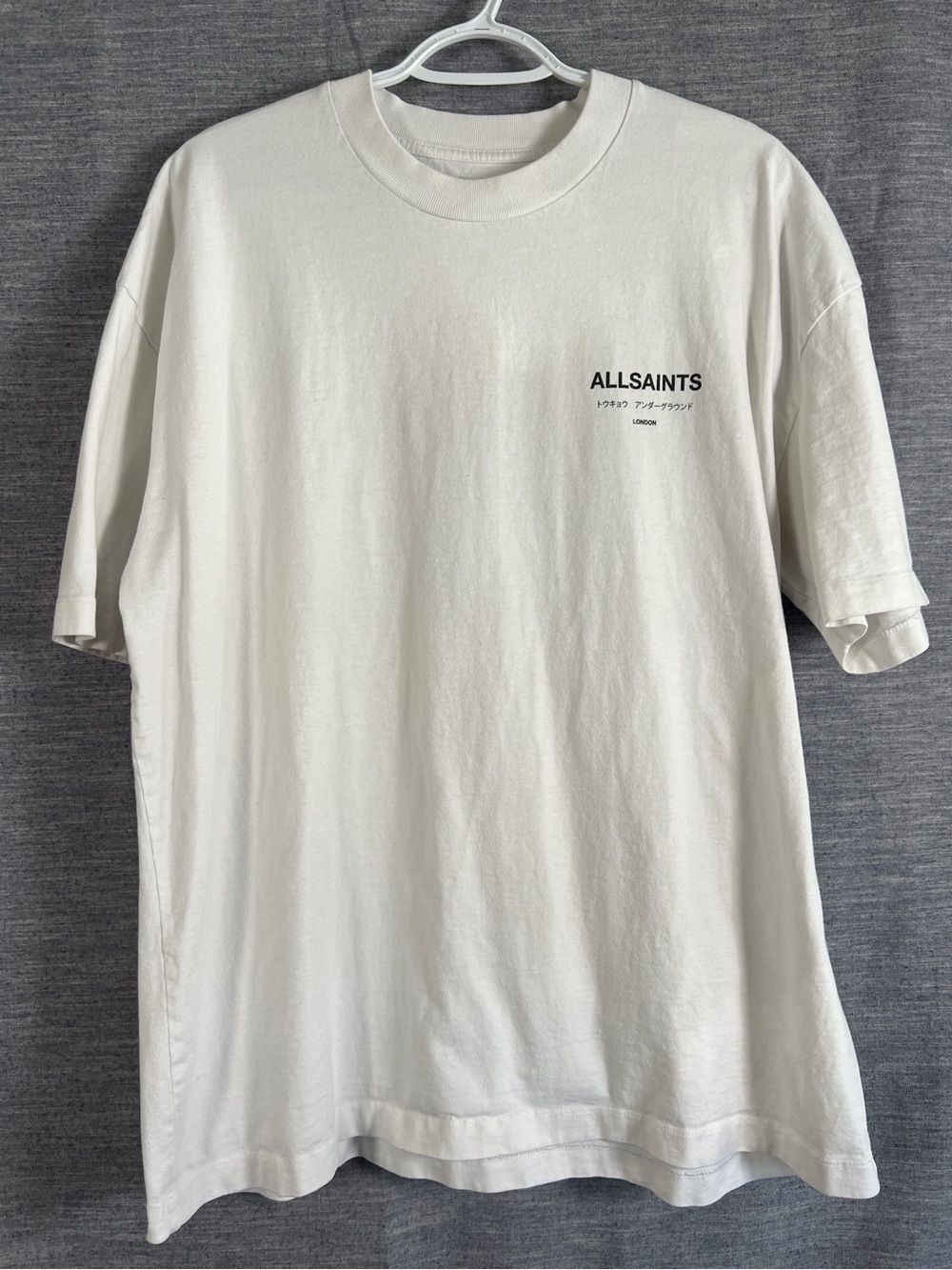 Allsaints Mens XL Underground Oversized White Organic Cotton T Shirt Streetwear - Picture 2 of 10